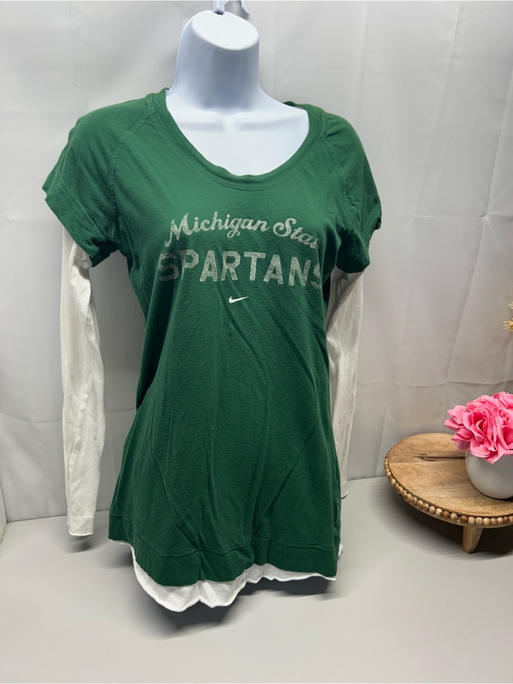 Nike Michigan State Spartans Green Layered-Look Women's Top